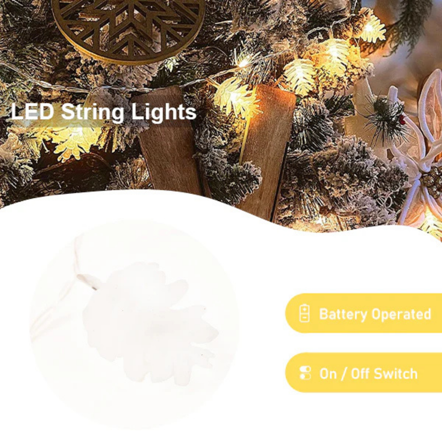 Elegani 10 LED Pine Cone String Lights – Warm White, Soft Plastic, Indoor Outdoor Decorative Lighting