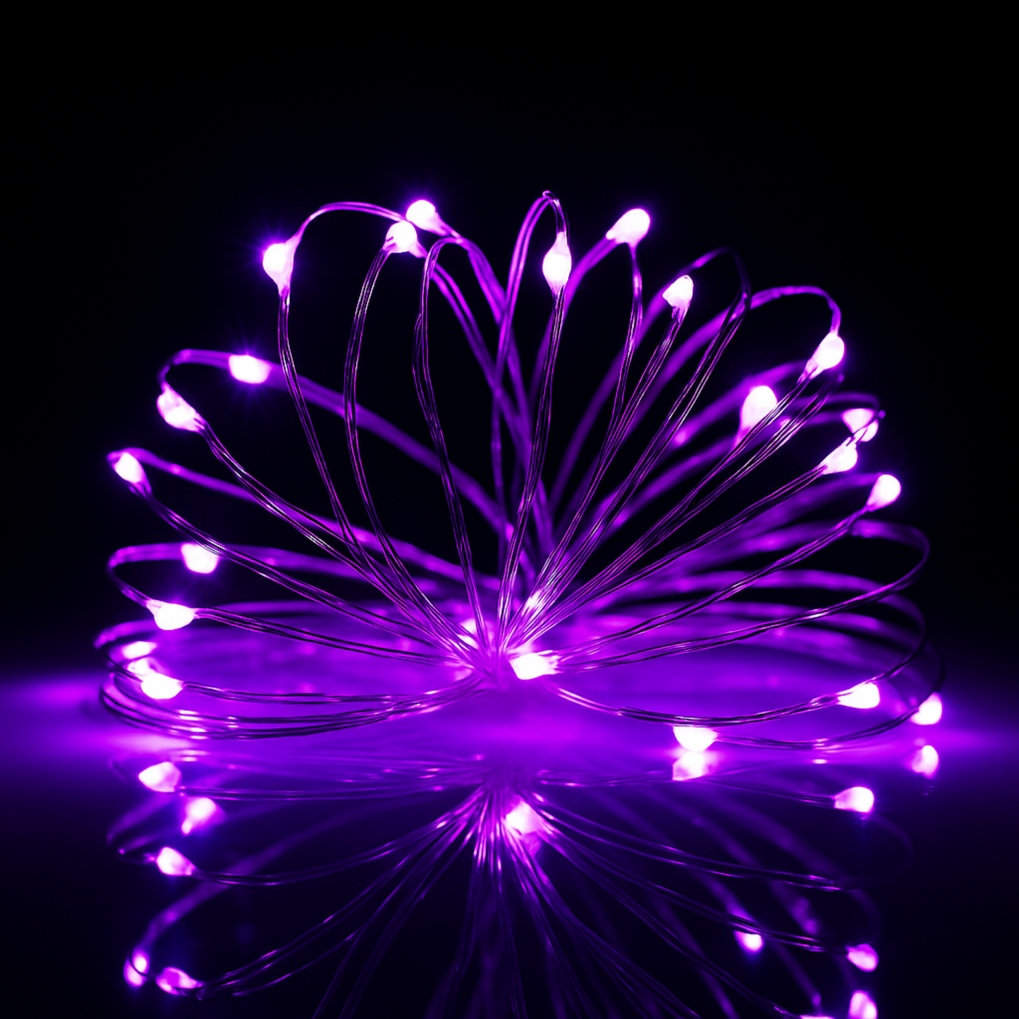 Elegani 100 LED Silver Copper Fairy String Lights – 33ft Plug-In with 4" Spacing, Flexible Wire, Indoor/Outdoor Decorative Lighting for Bedroom, Party, Wedding, and Holiday Décor-Purple