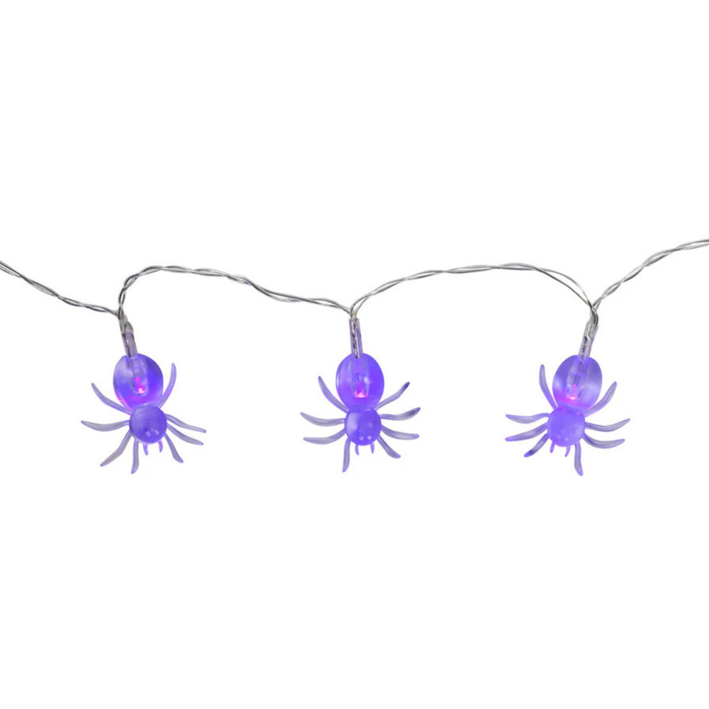 Elegani 10 LED Spider String Lights – Purple Glow Halloween Décor – 3ft Clear Wire