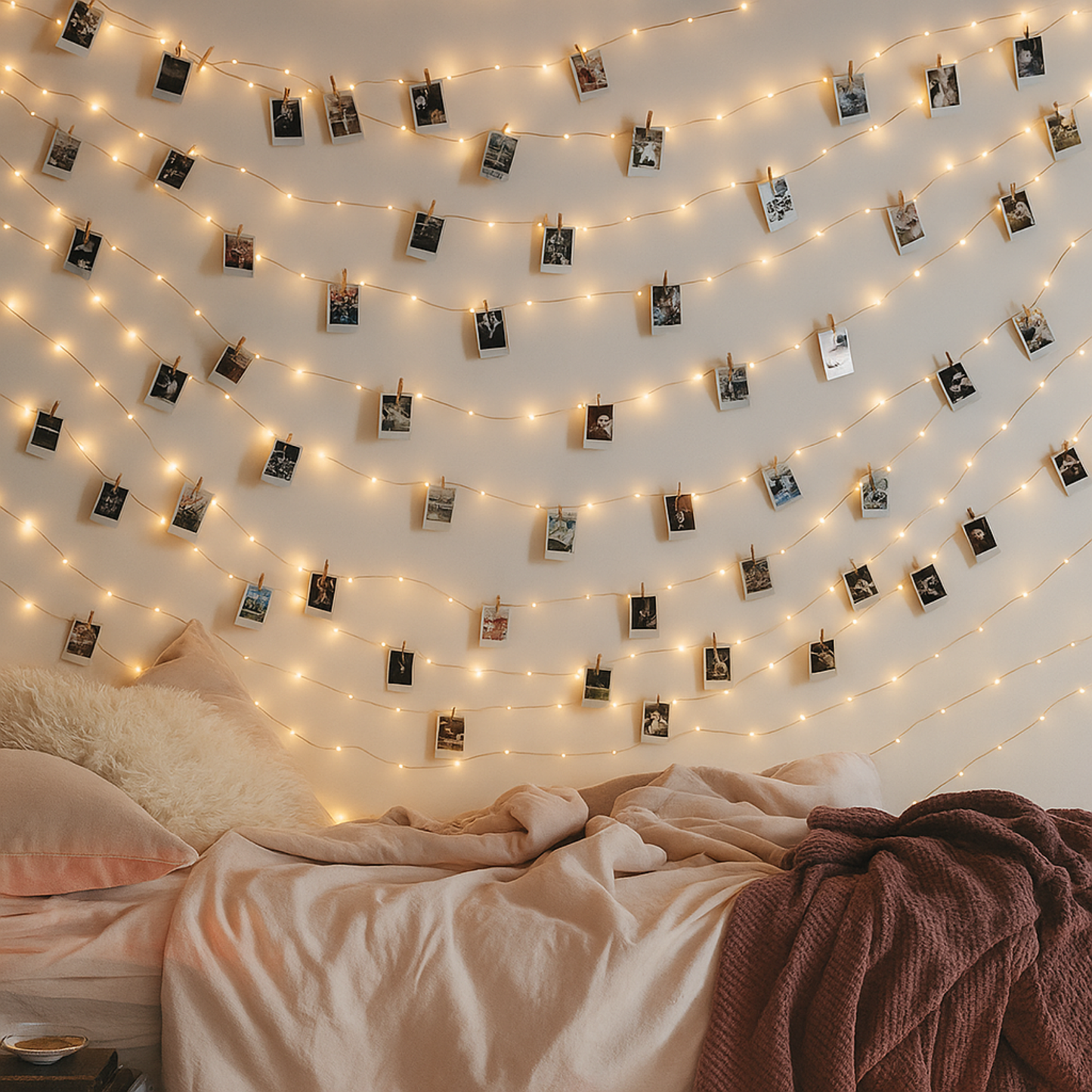 Elegani 15 LED Mini Photo Clip Fairy String Lights – 6ft Warm White Silver Copper Wire for Bedroom, Dorm, Wall Photo Display