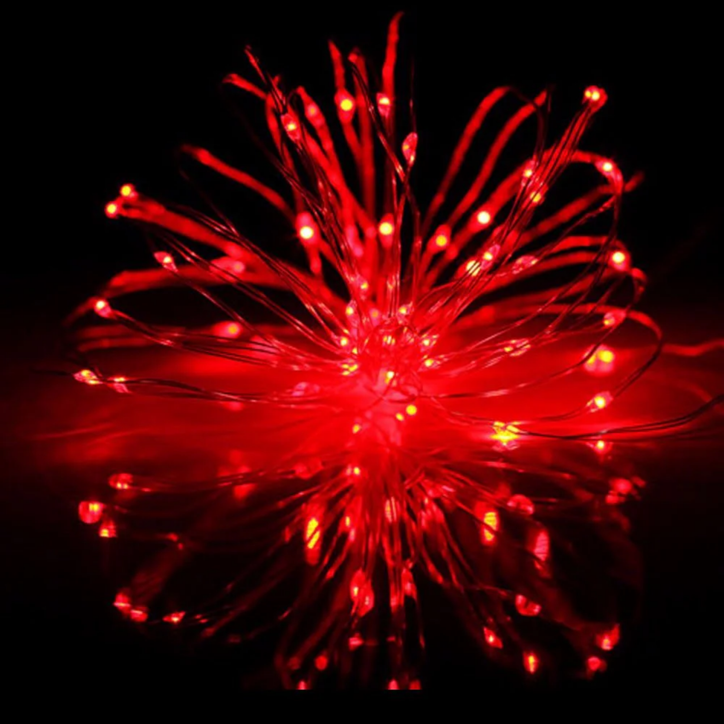 Elegani 100 LED Silver Copper Fairy String Lights – 33ft Plug-In with 4" Spacing, Flexible Wire, Indoor/Outdoor Decorative Lighting for Bedroom, Party, Wedding, and Holiday Décor-Red