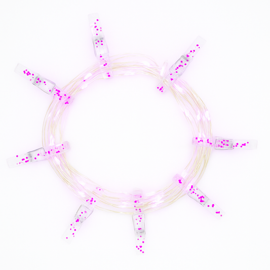 Elegani 36 LED Pink Glitter Photo Clip String Light – 13FT Decorative Lighted Garland for Photos and Art Display