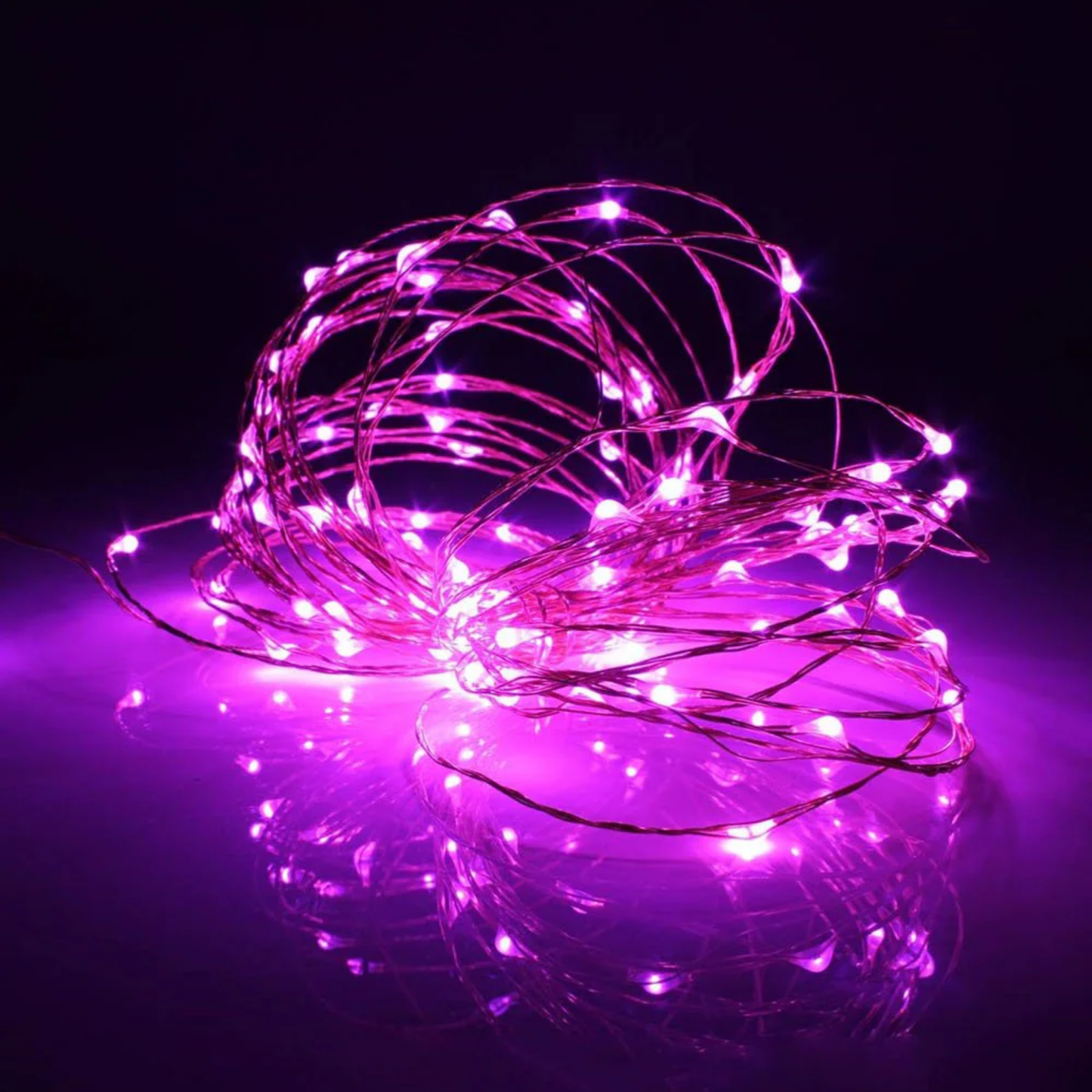 Elegani 100 LED Silver Copper Fairy String Lights – 33ft Plug-In with 4" Spacing, Flexible Wire, Indoor/Outdoor Decorative Lighting for Bedroom, Party, Wedding, and Holiday Décor-Pink