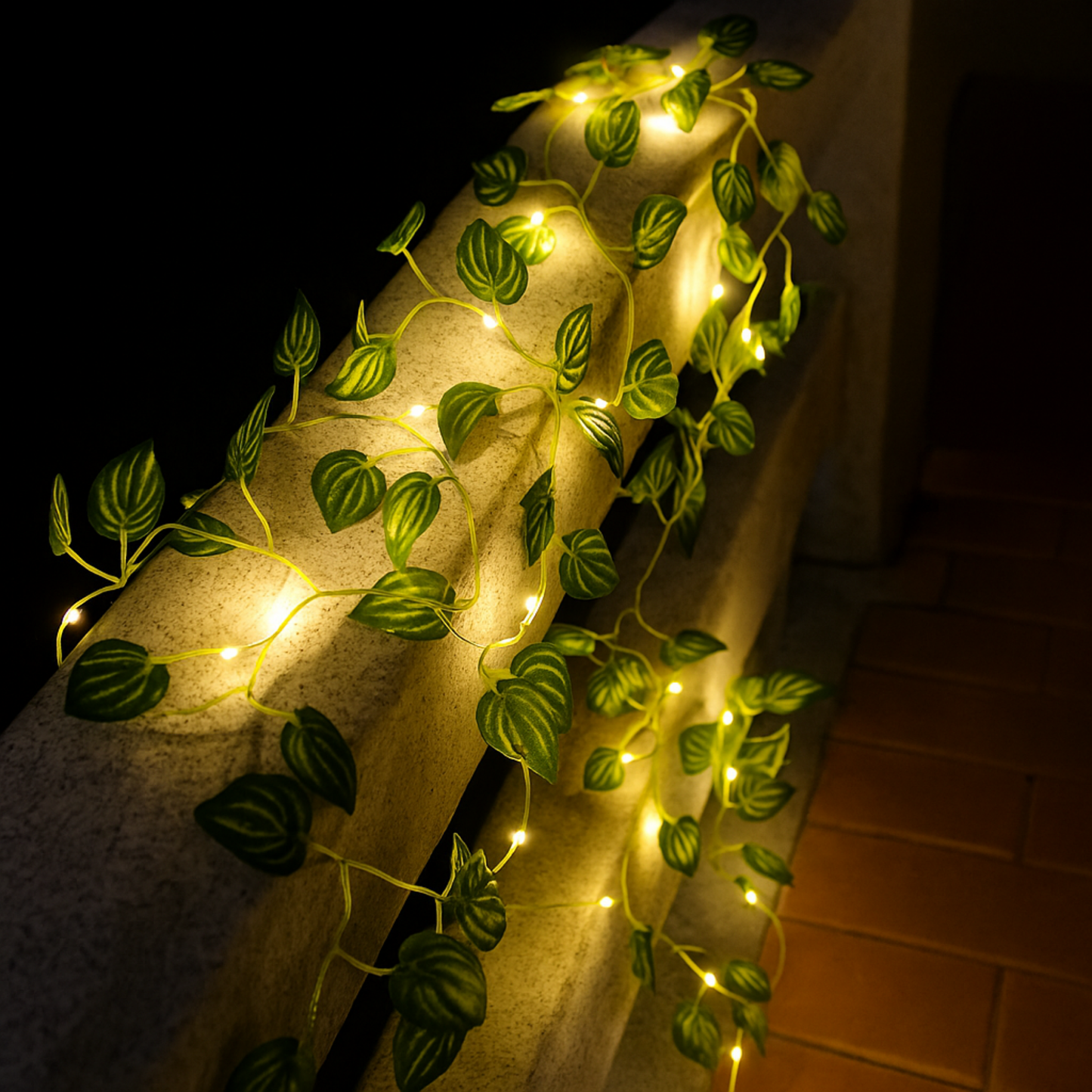 Elegani 66 LED Ivy Leaf Curtain Lights – 3.3ft x 5.2ft, 6 Strands, Warm White, Indoor Hanging Vine Decor for Bedroom Wall, Door, Ceiling