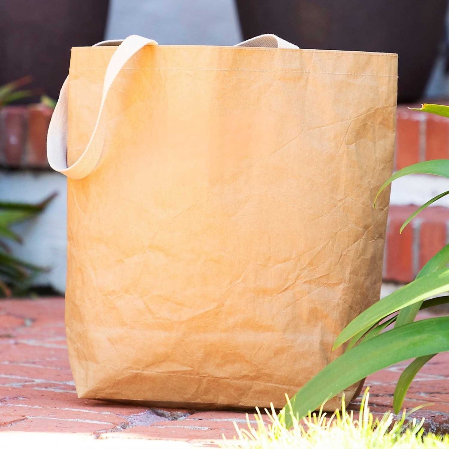 Elegani Woodland Tote Bag – 17" x 15" x 6", Eco-Friendly 70% Natural Tree Cellulose & 30% Synthetic Latex Polymers-Tan