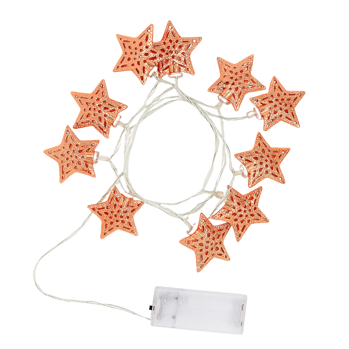 Elegani Rose Gold Moroccan Star String Lights – 10 LED Warm White Lights, 3FT Clear Cable
