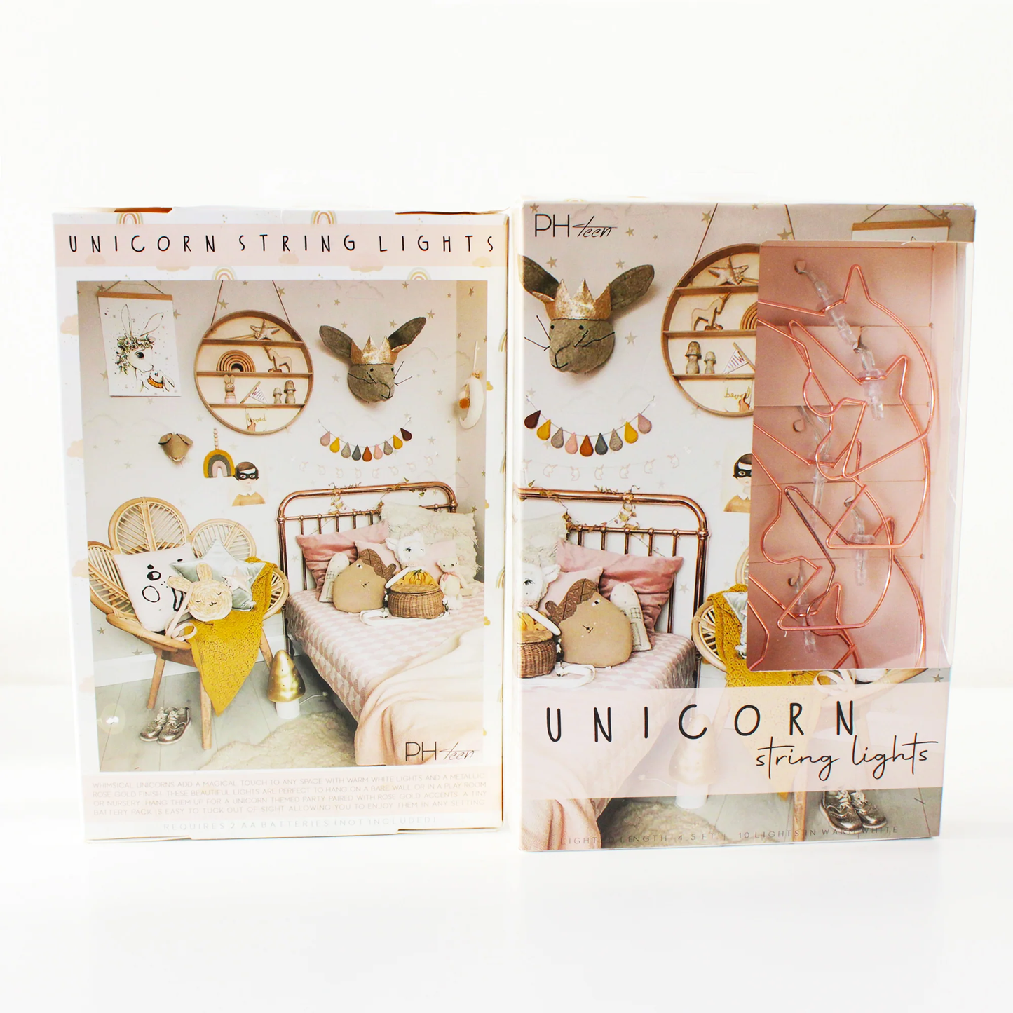 Elegani Rose Gold Unicorn String Lights – 10 Warm White LED Lights on 4.5ft Cord – Cute Nursery or Bedroom Décor for Kids, Teens, and Dorms