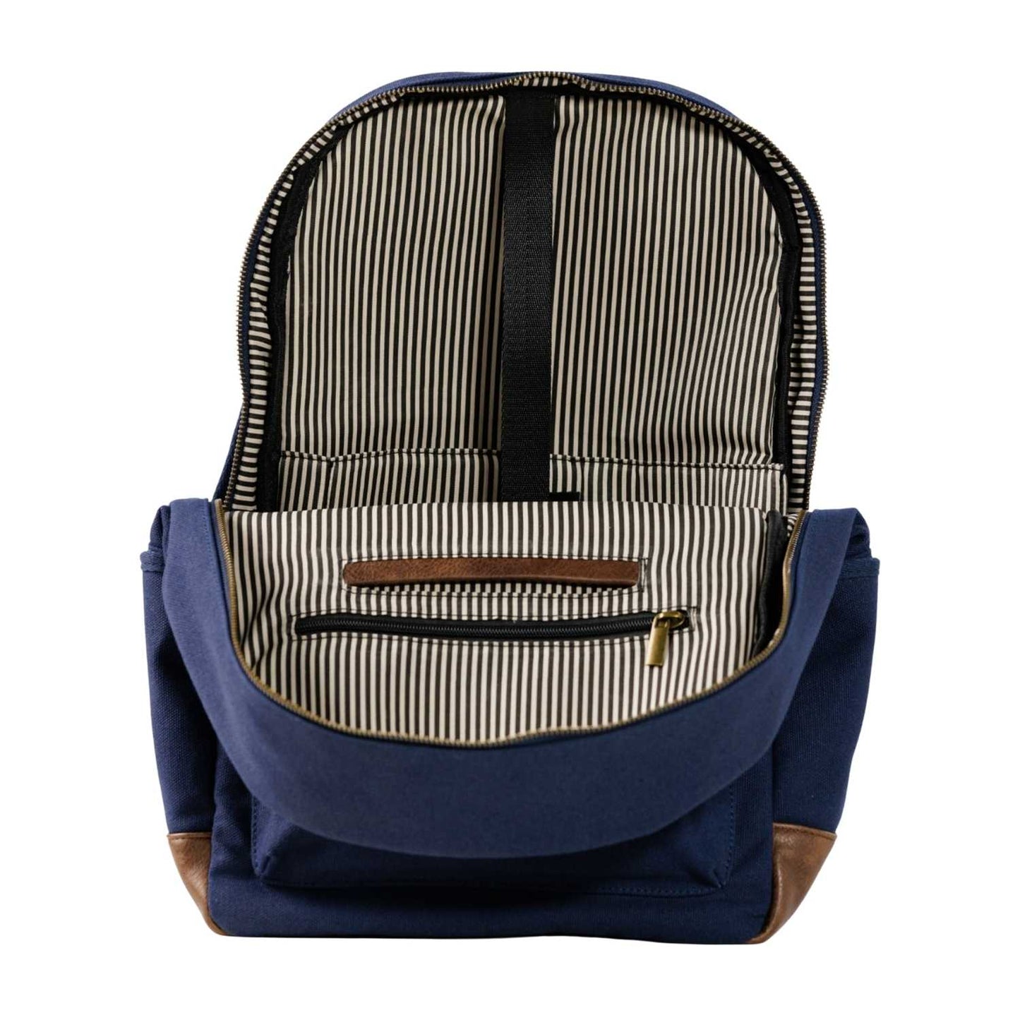 Elegani Touring Luxe Backpack – 11.02" x 18.50" x 5.11", Eco-Friendly Recycled Canvas-Navy