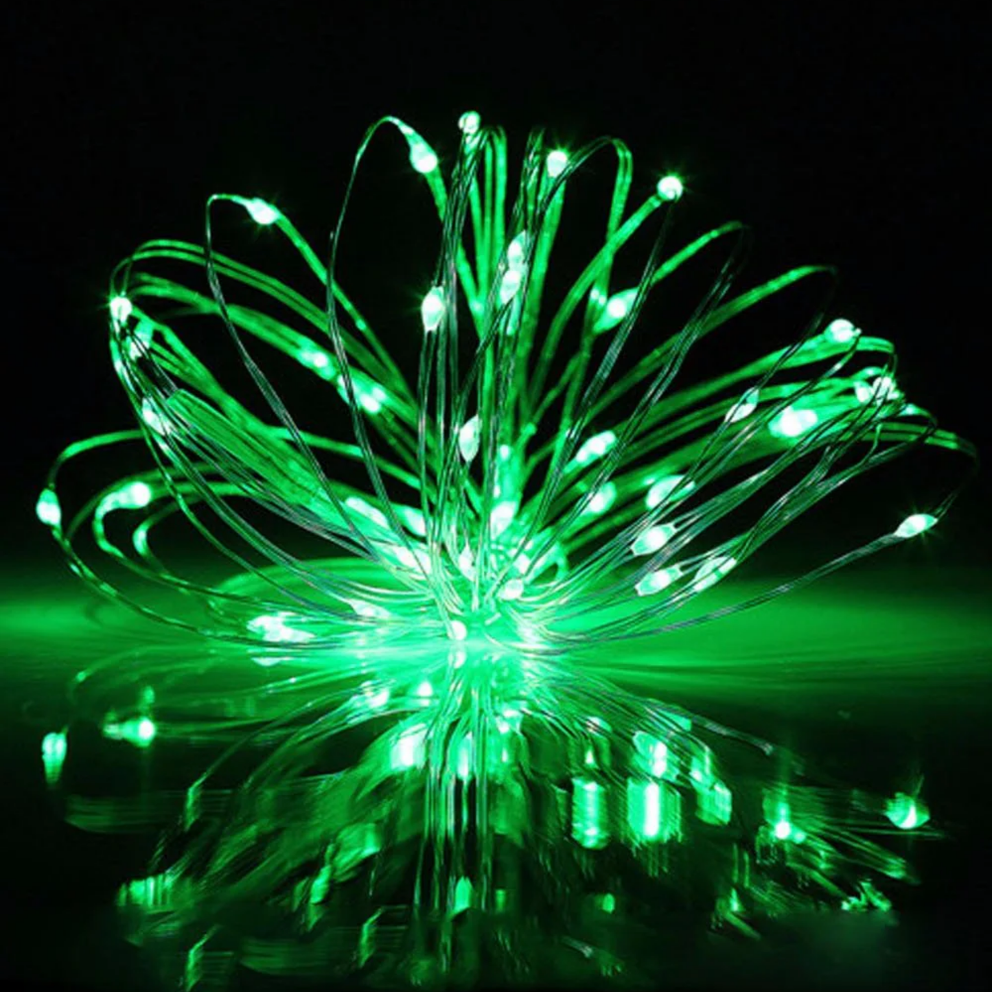 Elegani 100 LED Silver Copper Fairy String Lights – 33ft Plug-In with 4" Spacing, Flexible Wire, Indoor/Outdoor Decorative Lighting for Bedroom, Party, Wedding, and Holiday Décor-Green