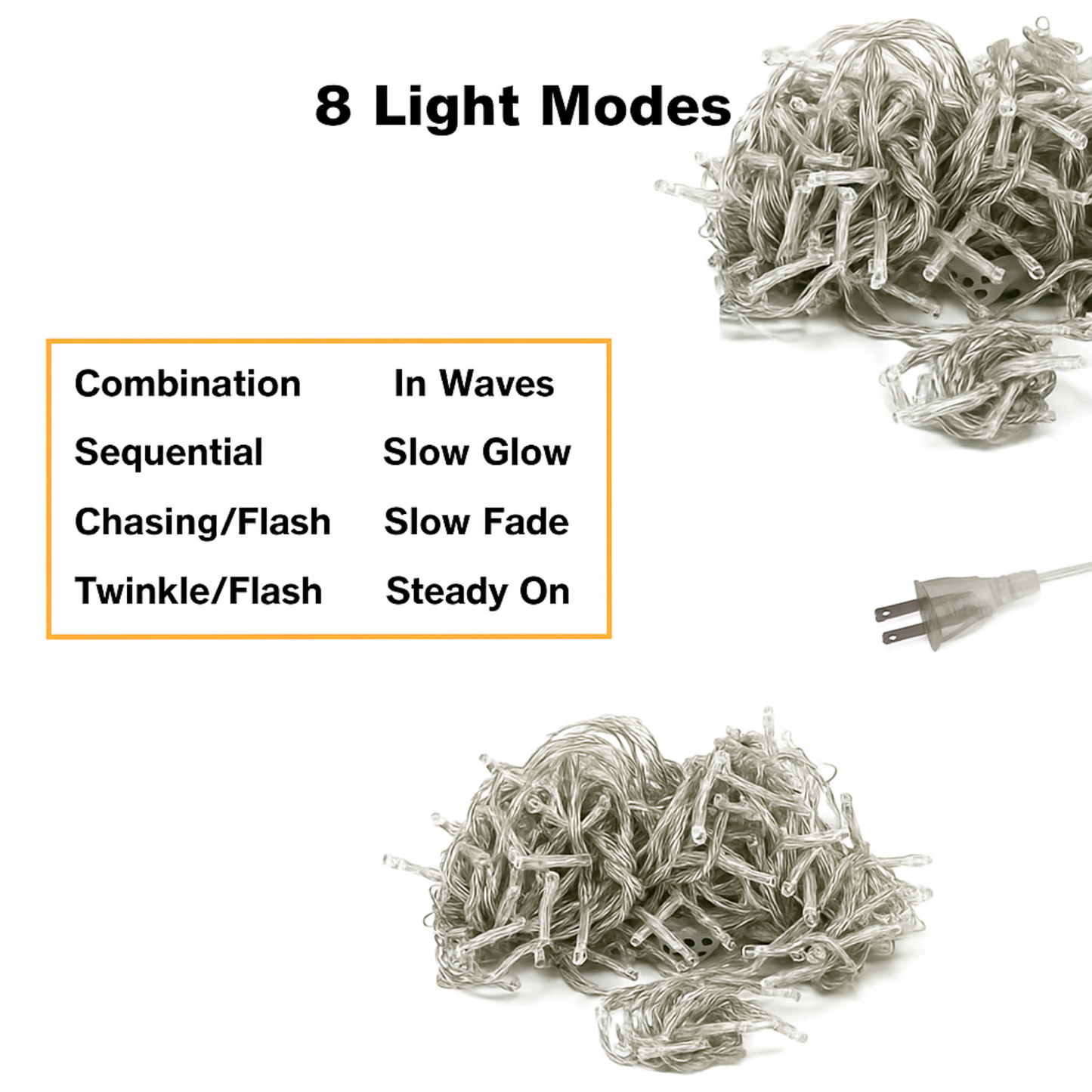 Elegani 200 LED Cool White Curtain String Lights – 6.6ft x 6.6ft Plug-In with 8 Lighting Modes, Indoor/Outdoor Use, Ideal for Bedroom, Window, Party, and Holiday Decor