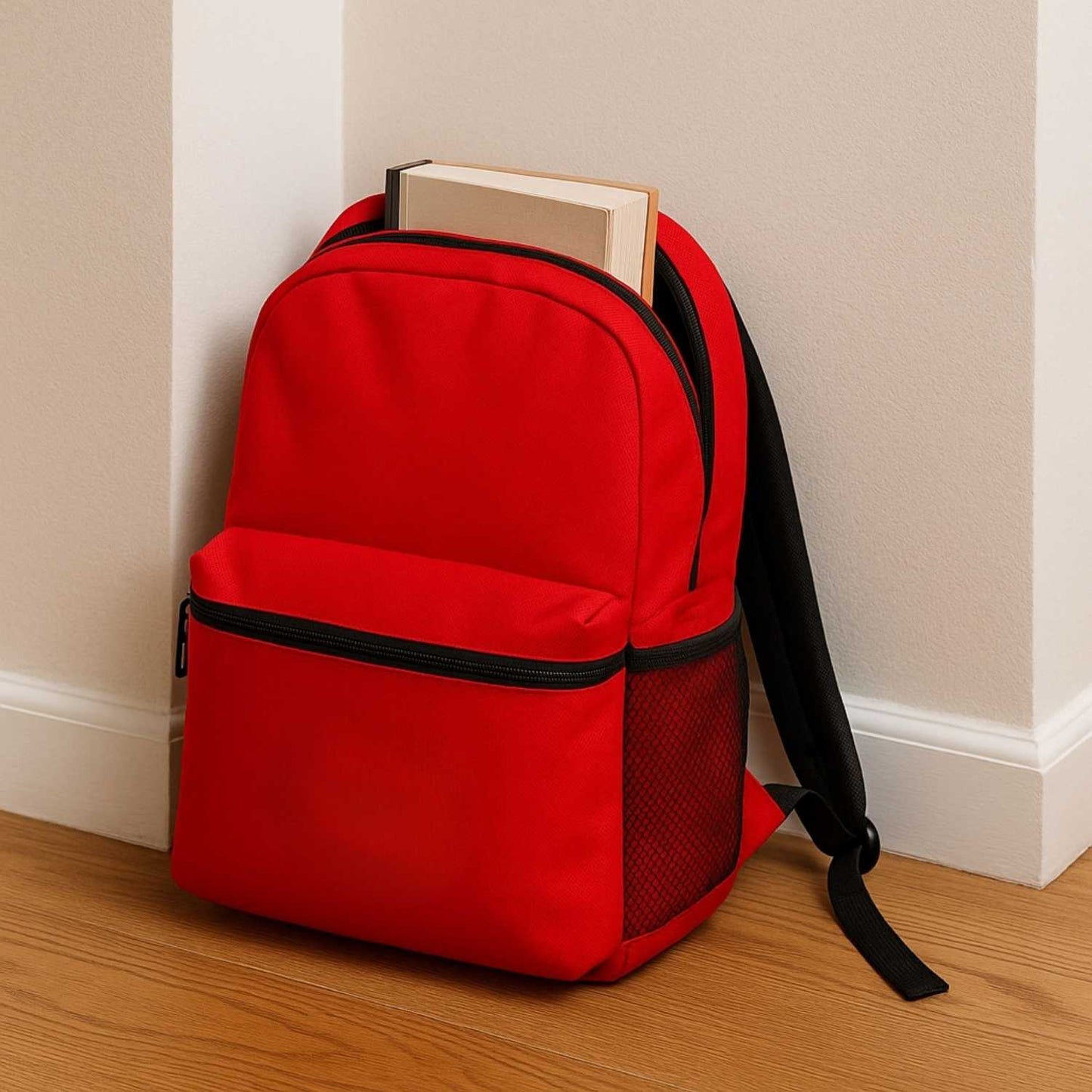 Elegani Classic Backpack – 11.61" x 16.53" x 3.93" Eco-Friendly Recycled PET, 12L Capacity, Ergonomic Sport Zipper Pulls-Red