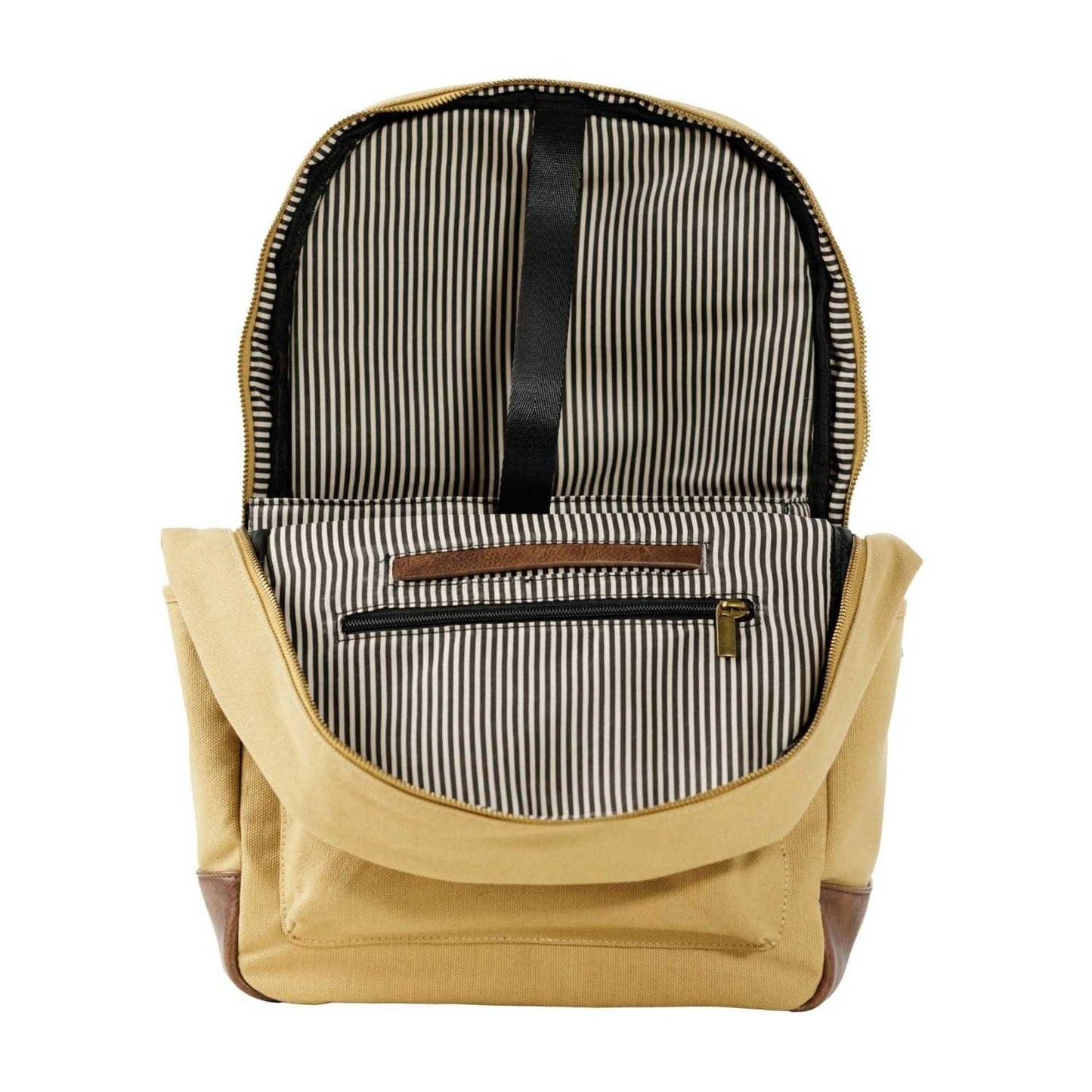 Elegani Touring Luxe Backpack – 11.02" x 18.50" x 5.11", Eco-Friendly Recycled Canvas-Tan