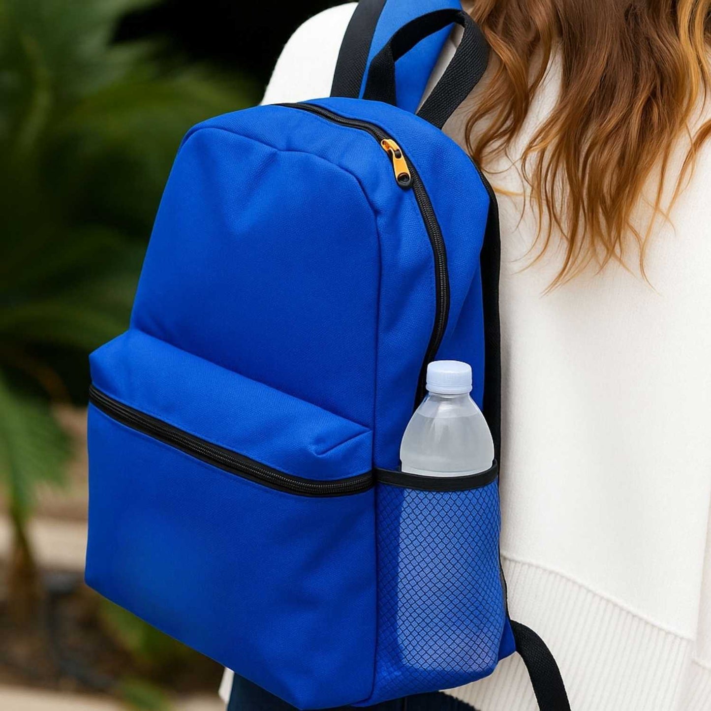 Elegani Classic Backpack – 11.61" x 16.53" x 3.93" Eco-Friendly Recycled PET, 12L Capacity, Ergonomic Sport Zipper Pulls-Royal Blue