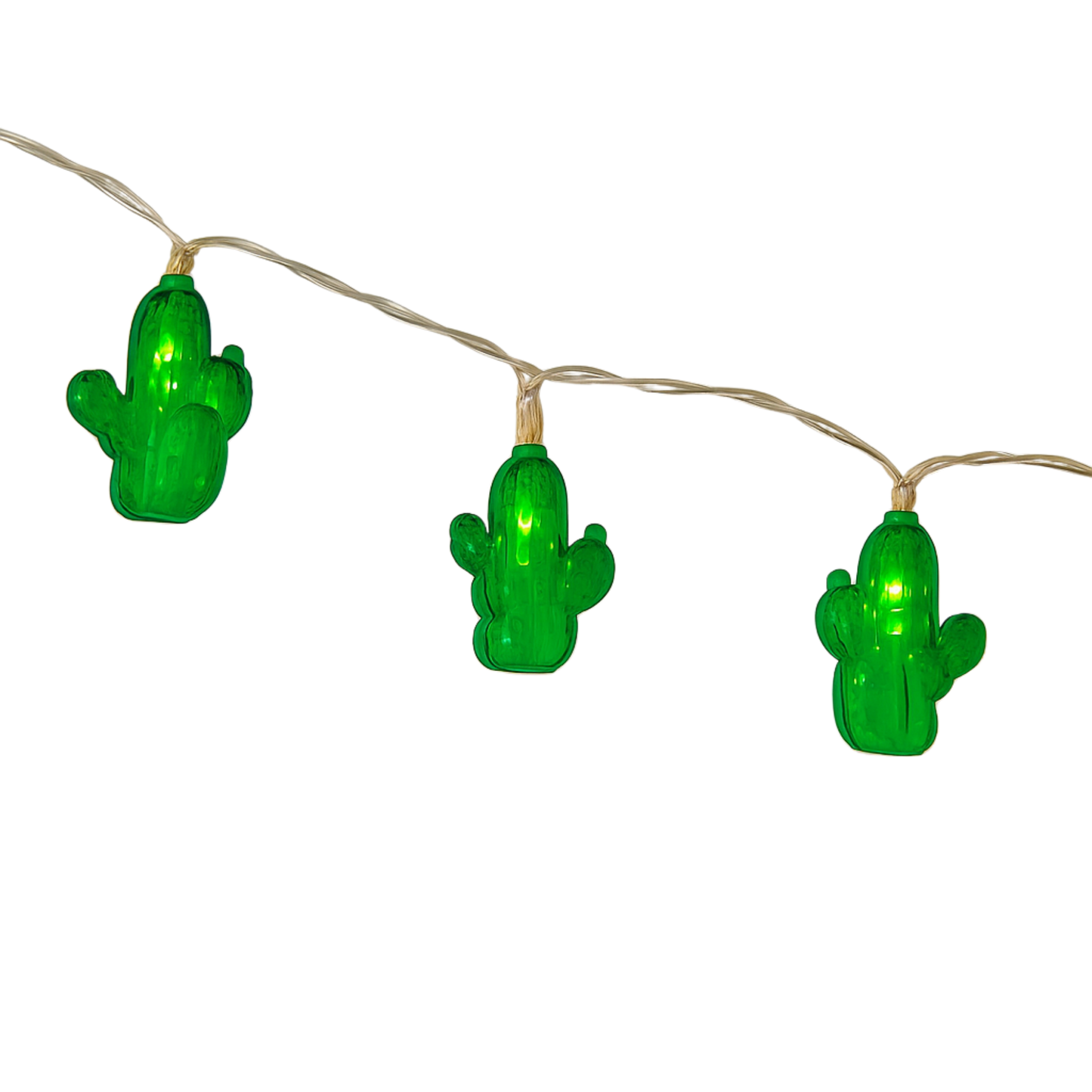 Elegani 10 LED Cactus String Lights – Warm White Decorative Fairy Lights for Bedroom, Dorm, Patio or Party Décor – 3.5 ft Lighted Length with Clear Cable