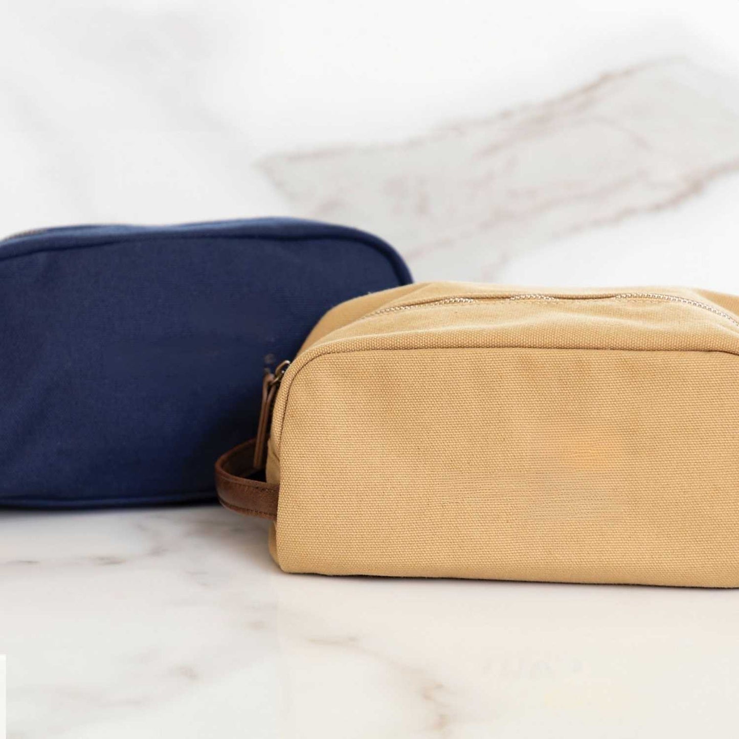Elegani Touring Luxe Toiletry Bag – 9.84" x 4.72" x 5.90", Eco-Friendly Recycled Canvas with PU Accents-Navy