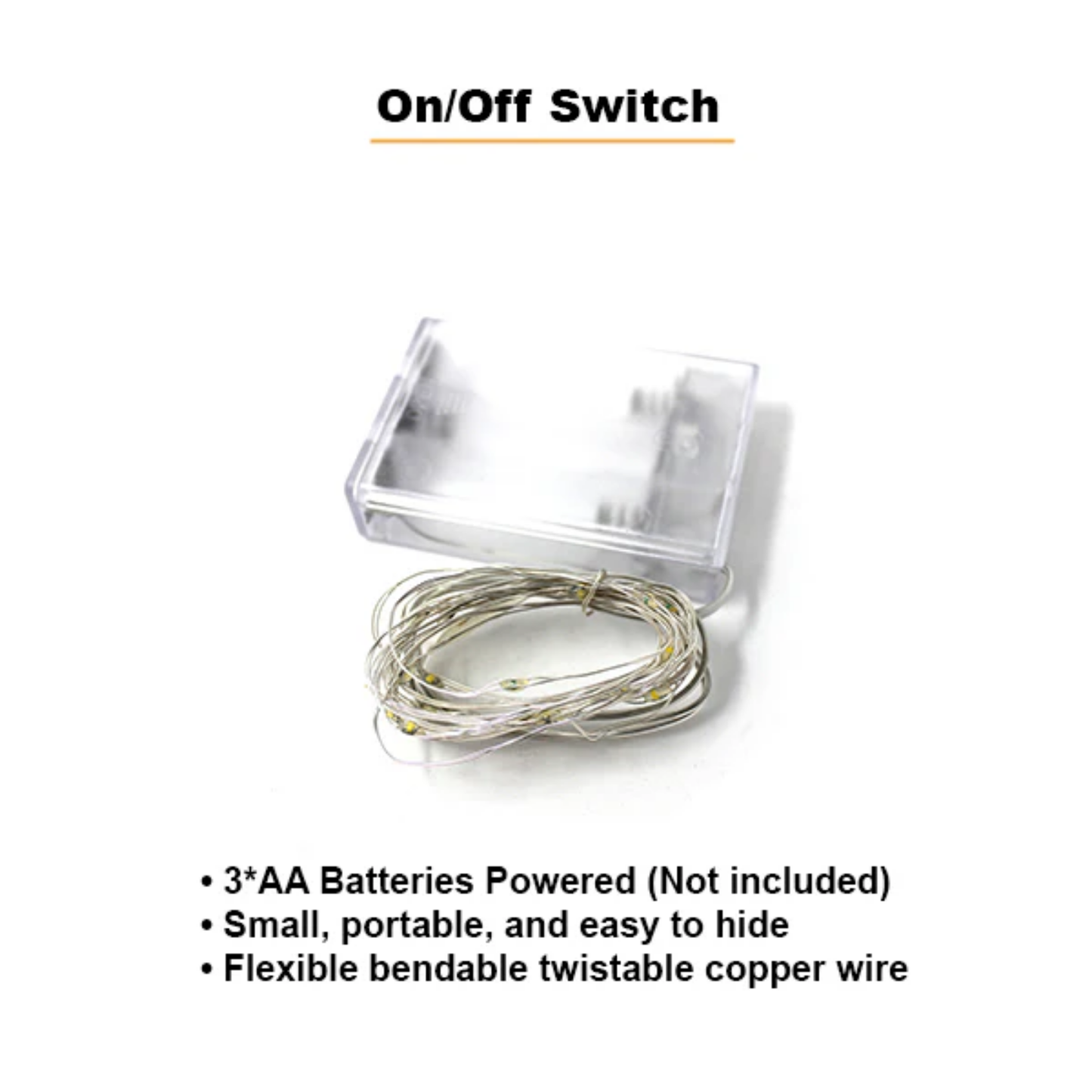 Elegani 20 LED Yellow Fairy String Lights – 7ft Silver Copper Wire Decorative Lights