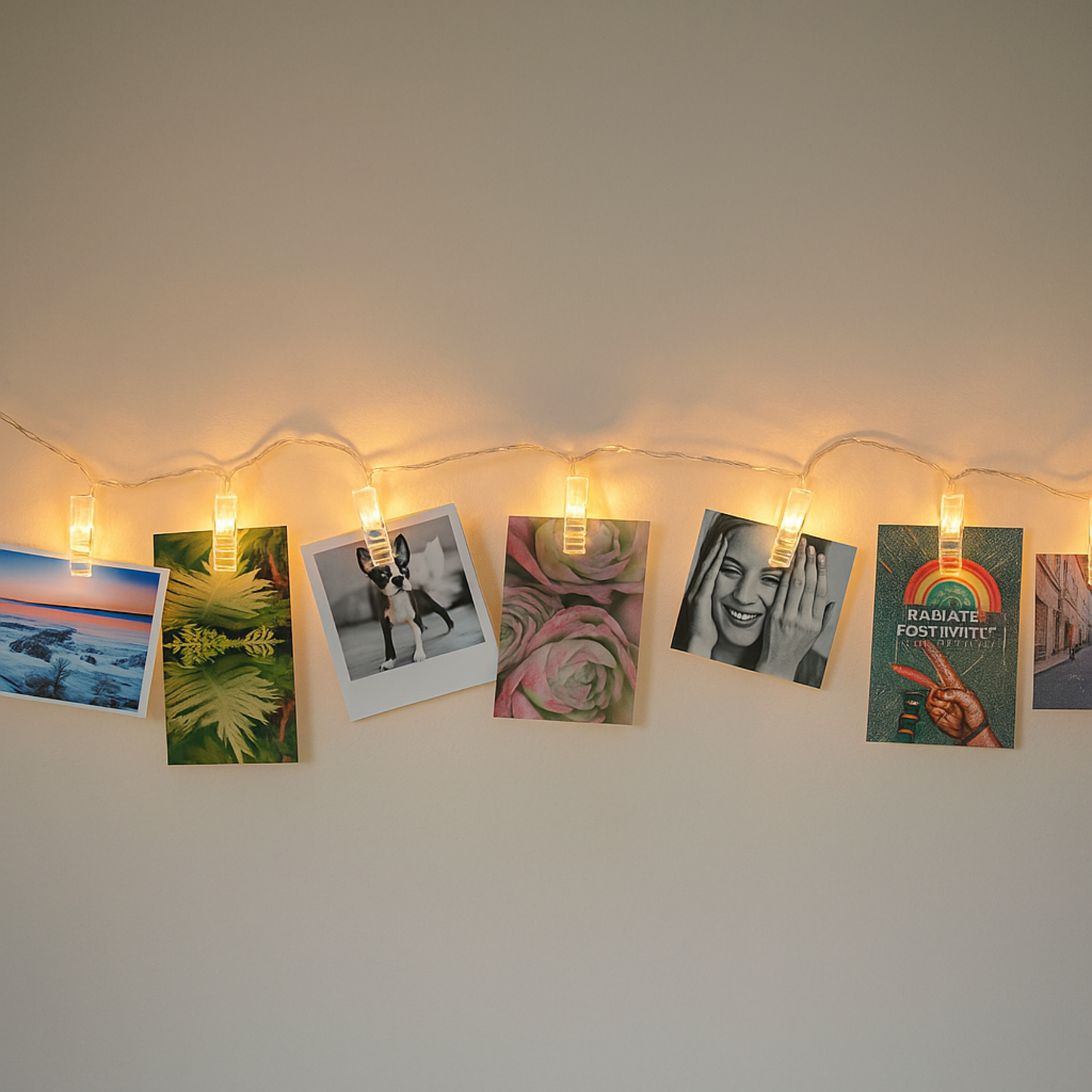 Elegani 40 LED Photo Clip String Lights – 14ft Clear Cable with Large Clips for Bedroom & Dorm Décor