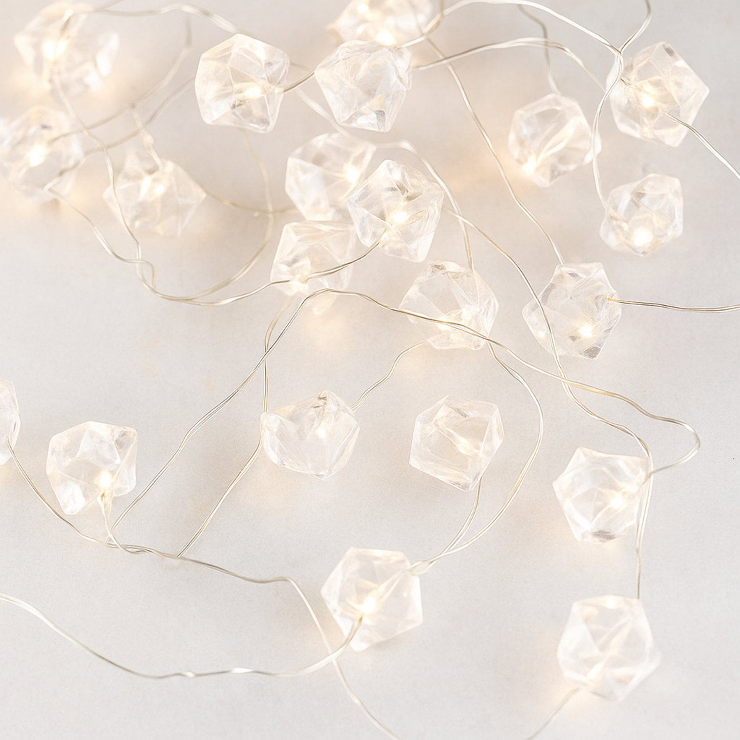 Elegani 10 LED Crystal String Lights – 4.9ft Warm White, Clear Wire, Indoor Decorative Fairy Lights for Bedroom, Party, Wedding, and Holiday Decor