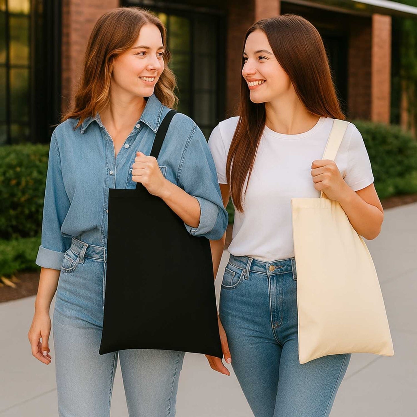 Elegani Classic Terry Tote Bag – 14.5" x 15.75" 100% Polyester with Terry Front & Cotton Backing, 24" Handles-Natural