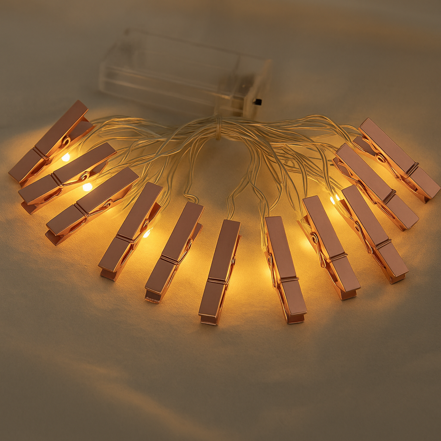 Elegani 36 LED Rose Gold Photo Clip String Lights – 13ft Decorative Picture Hanging Light for Wall, Dorm, Bedroom, or Headboard Display