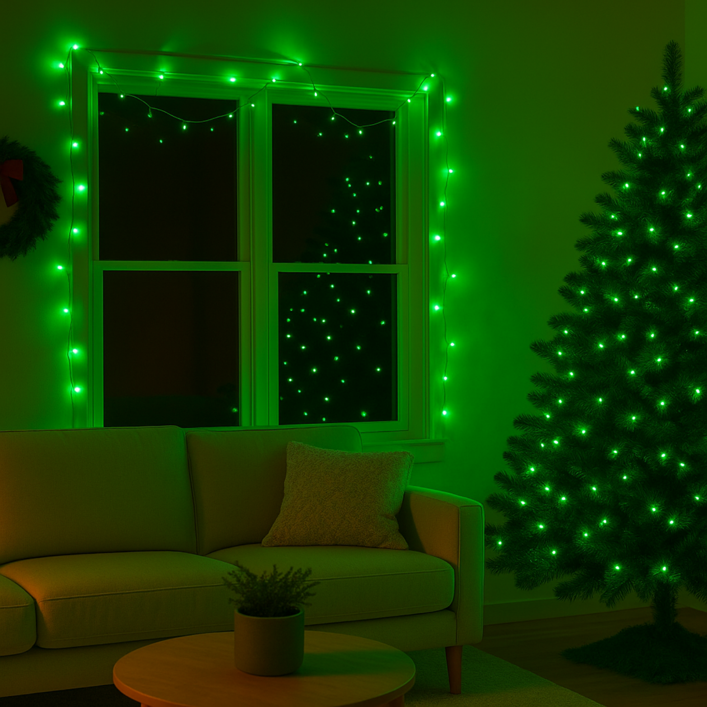 Elegani 100 LED String Lights with Flexible Clear Wire – Indoor/Outdoor, 33ft, Waterproof, Energy Efficient, Plug-In, Holiday & Party Lighting-Green