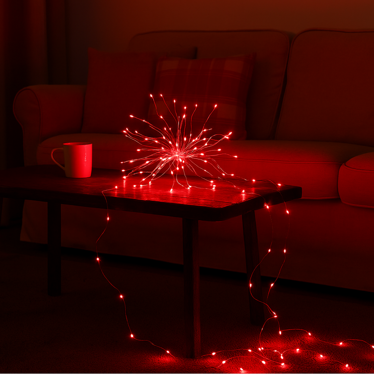 Elegani 100 LED Silver Copper Fairy String Lights – 33ft Plug-In with 4" Spacing, Flexible Wire, Indoor/Outdoor Decorative Lighting for Bedroom, Party, Wedding, and Holiday Décor-Red