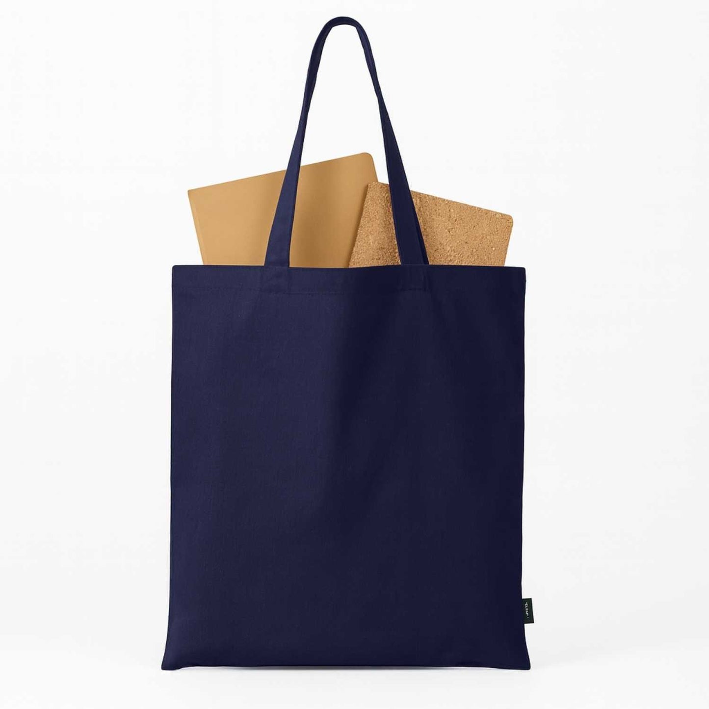 Elegani Classic Terry Tote Bag – 14.5" x 15.75" 100% Polyester with Terry Front & Cotton Backing, 24" Handles-Navy