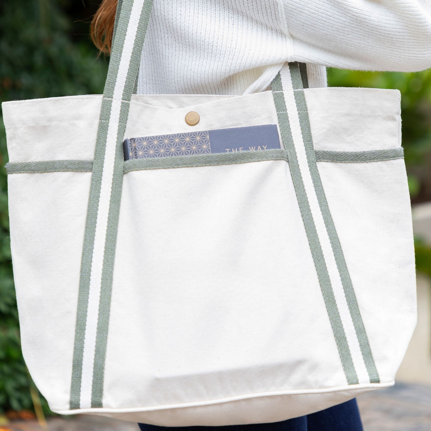 Elegani Signature Canvas Tote Bag – 19.3" x 13.38", 12 oz Aware™ Recycled Cotton, Durable & Eco-Friendly-Gray