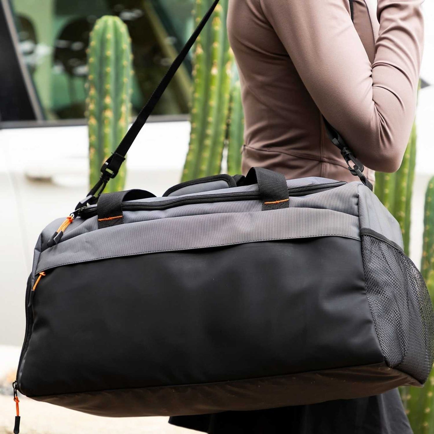 Elegani Active Sports Duffle Bag – 19.68" x 10.23" x 9.44" Eco-Friendly RPET & PU, 31.2L Capacity, Ventilated Shoe Compartment, Multiple Pockets