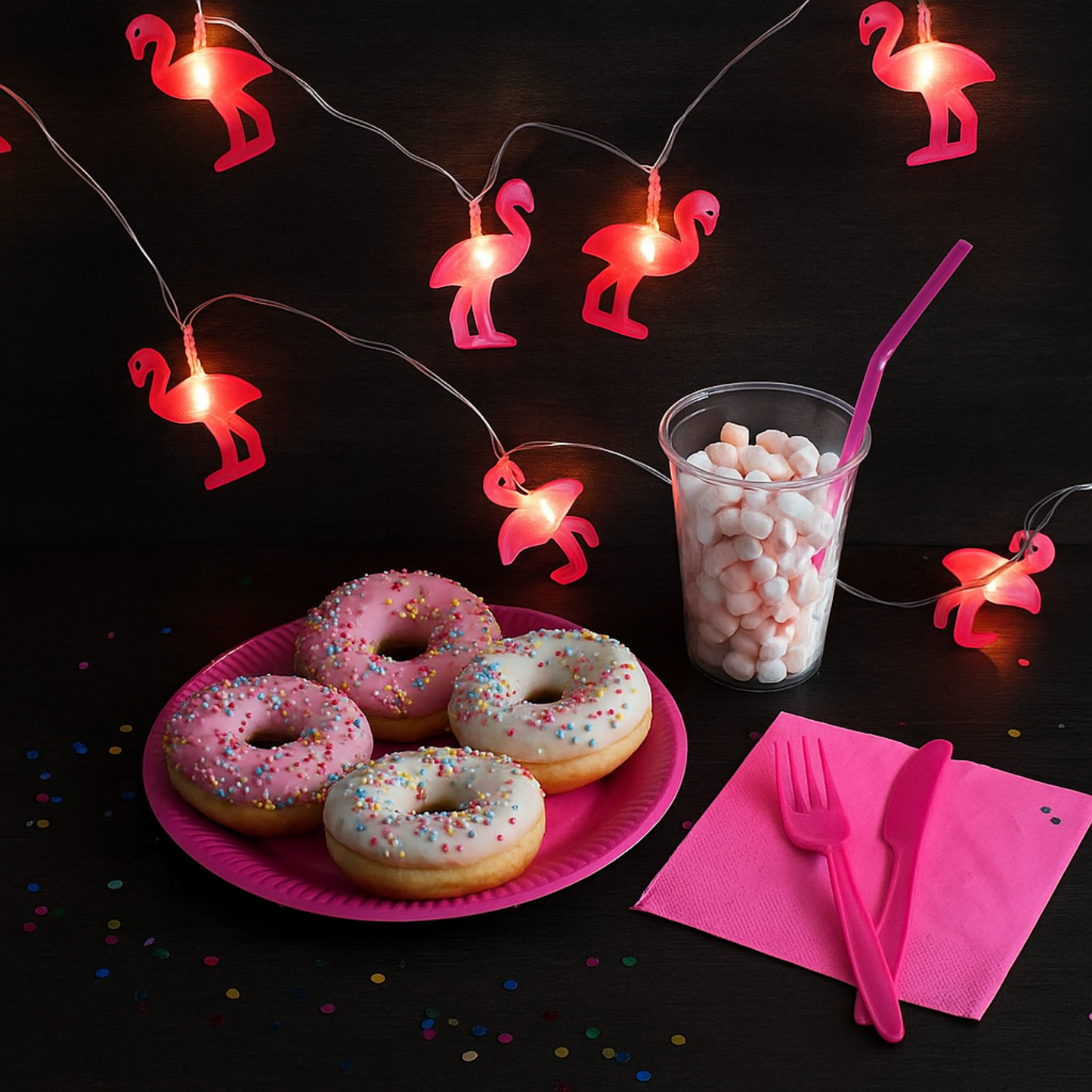 Elegani 20 LED Pink Flamingo String Lights – Tropical Decor for Patio, Poolside or Indoor Use, 7 Ft