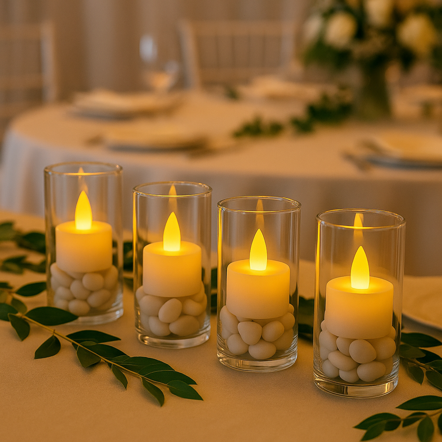 Elegani 24 pcs Flameless Tealight Candles – Warm White LED Flickering Lights, -Free, Safe for Indoor Events and Home Décor