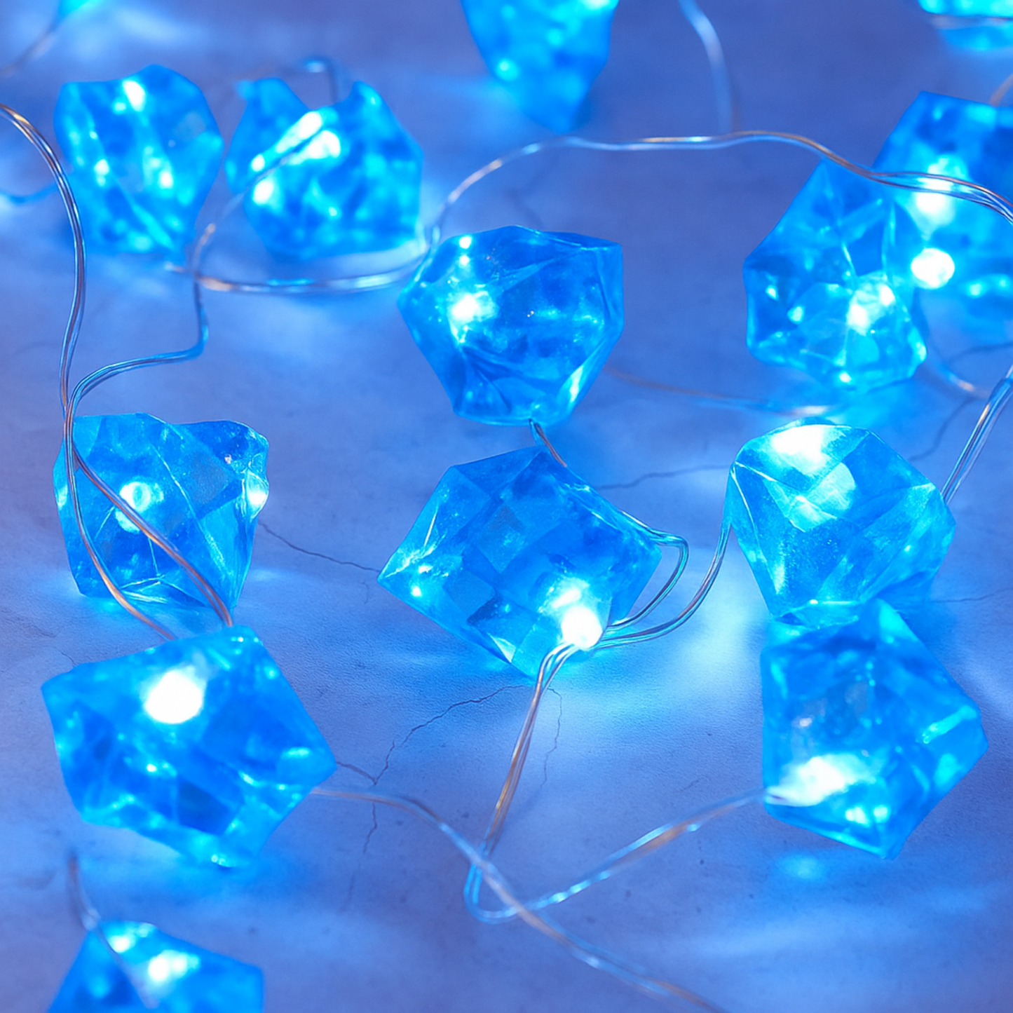 Elegani 10 LED Crystal String Lights – 4.9ft Cool Blue, Clear Wire, Indoor Decorative Fairy Lights for Bedroom, Party, Wedding, and Holiday Decor