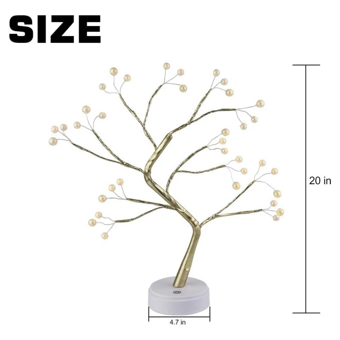 Elegani 60 LED Warm White Tree Lights Bulbs – 20" Height, Flexible Branches, Indoor Decorative Lighting for Holiday, Wedding, Party, and Home Décor