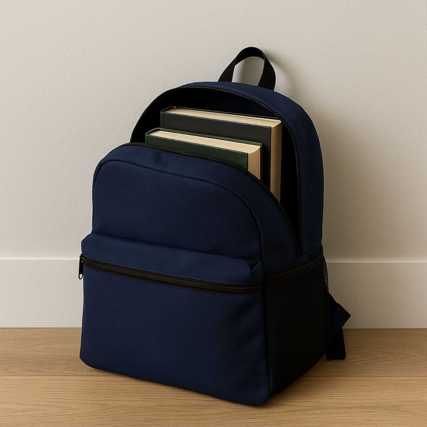 Elegani Classic Backpack – 11.61" x 16.53" x 3.93" Eco-Friendly Recycled PET, 12L Capacity, Ergonomic Sport Zipper Pulls-Navy