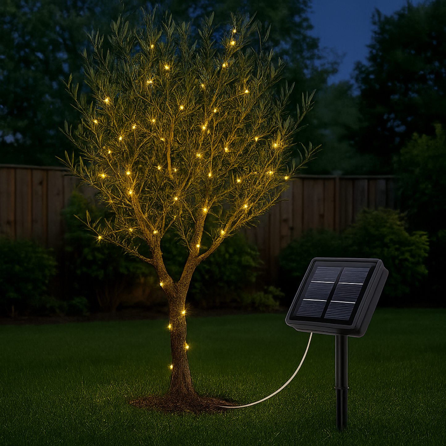 Elegani 2-Pack Solar Powered Fairy Lights 100 LED Each – 32ft Warm White Copper Wire Outdoor Waterproof String Lights with Ground Stakes