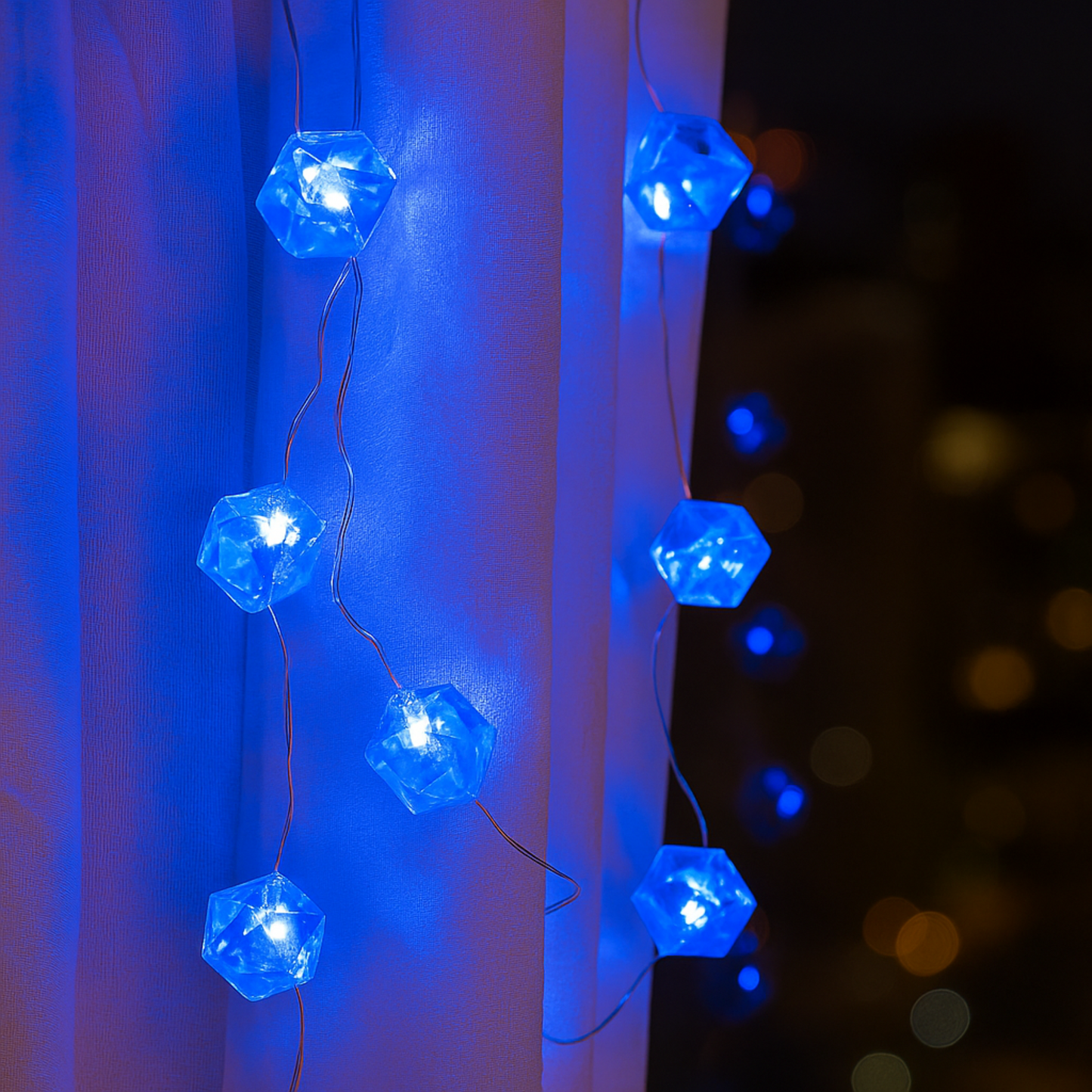 Elegani 10 LED Crystal String Lights – 4.9ft Cool Blue, Clear Wire, Indoor Decorative Fairy Lights for Bedroom, Party, Wedding, and Holiday Decor