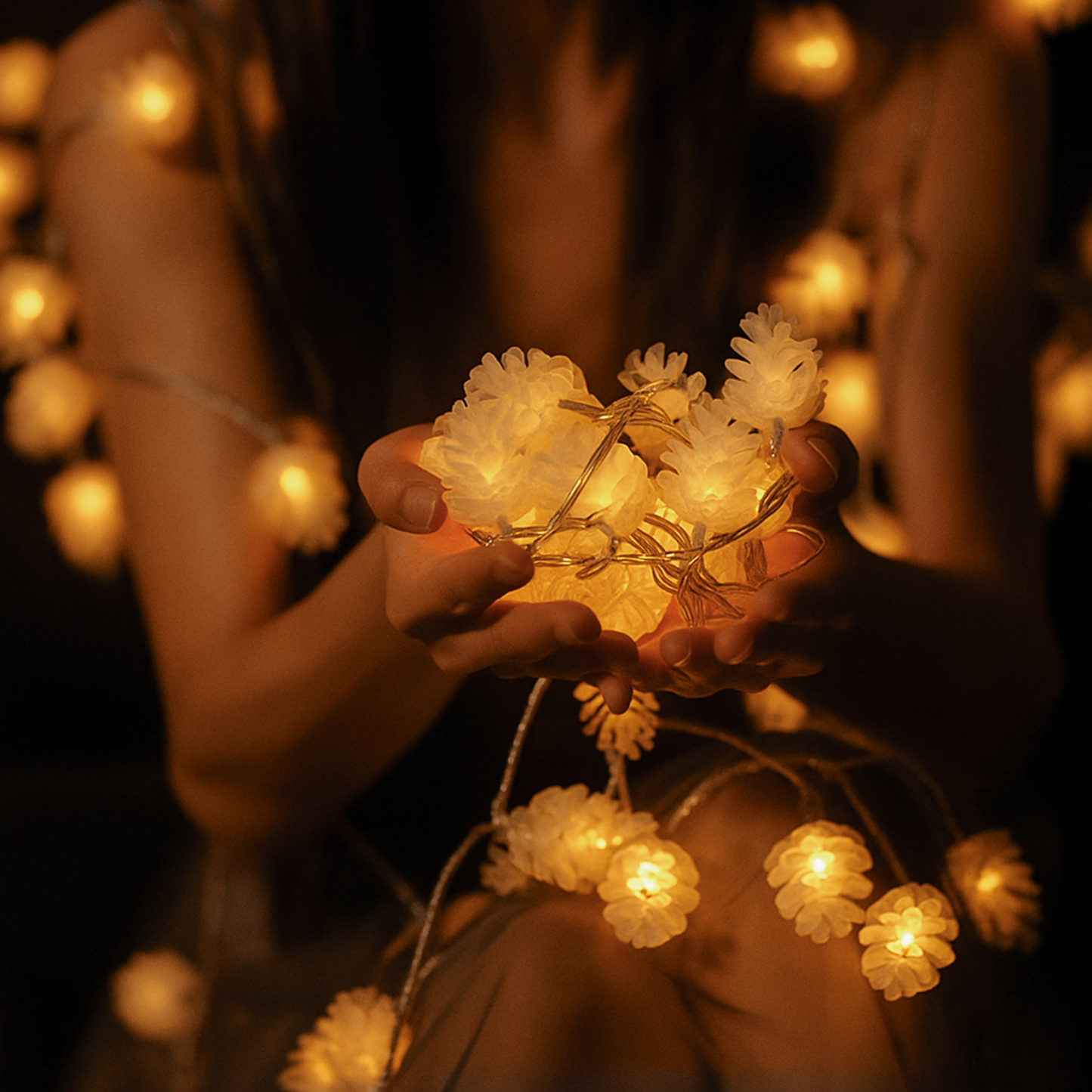 Elegani 10 LED Pine Cone String Lights – Warm White, Soft Plastic, Indoor Outdoor Decorative Lighting