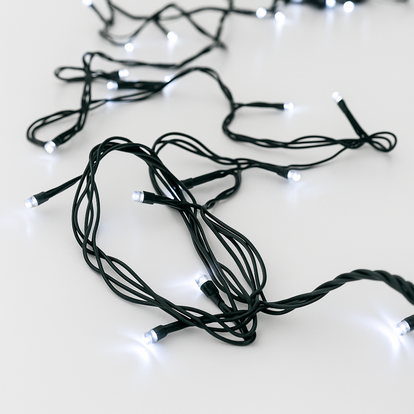 Elegani 100 LED White String Lights with Green Wire and Connector – 32ft Plug-In, Waterproof, Indoor/Outdoor Decorative Lighting for Holiday, Party, and Home Décor
