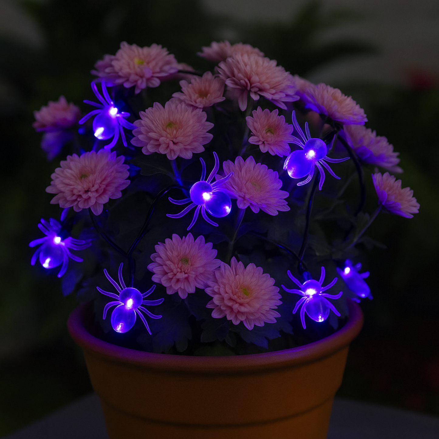 Elegani 10 LED Spider String Lights – Purple Glow Halloween Décor – 3ft Clear Wire