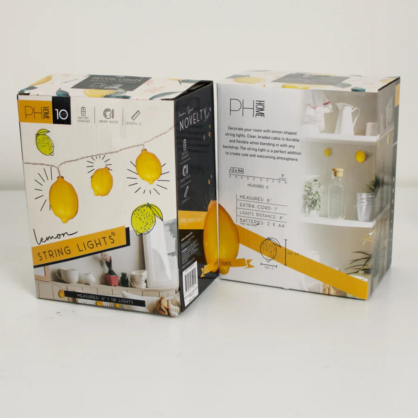 Elegani 10 LED Lemon String Lights – Warm White Indoor Outdoor Décor for Windows, Trees, Railings, Holiday Display