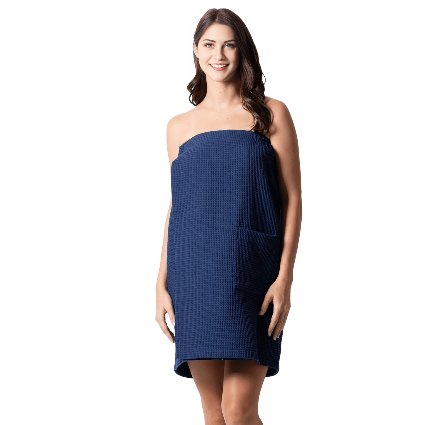 Elegani Waffle Cotton Body Wrap for Women- Soft, Breathable, and Stylish-Navy