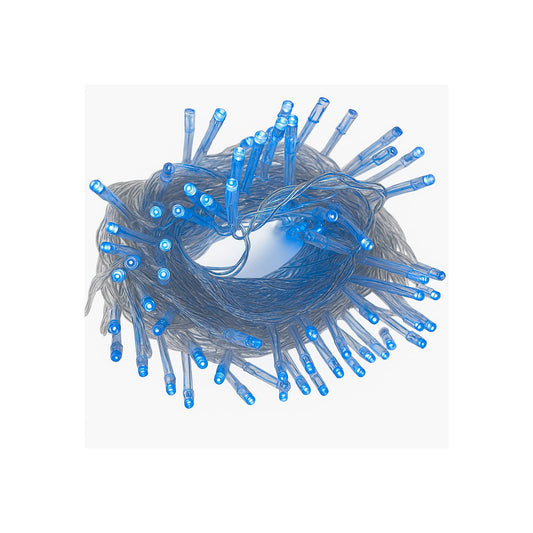 Elegani 100 LED String Lights with Flexible Clear Wire – Blue, Indoor/Outdoor, 33ft, Waterproof, Energy Efficient, Plug-In Holiday & Party Lighting