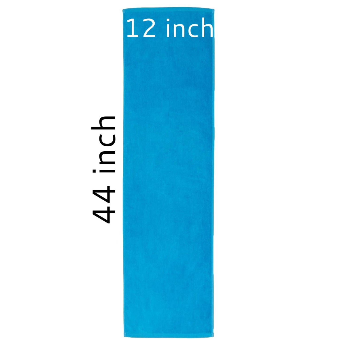TowelSoft 18 Pack Premium 100% Cotton Premium Terry Velour Fitness Towel for Yoga, Pilates and Gym 12 inch x 44 inch - Aqua Blue