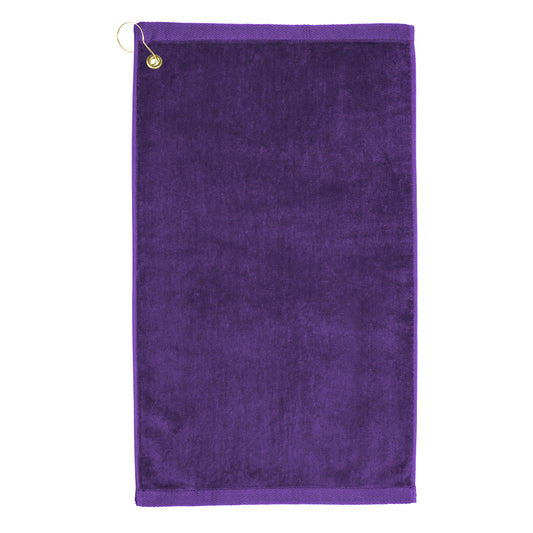 Premium 100% Cotton Terry Velour Golf Towel with Corner Hook & Grommet Placement 16 inch x 26 inch -Purple