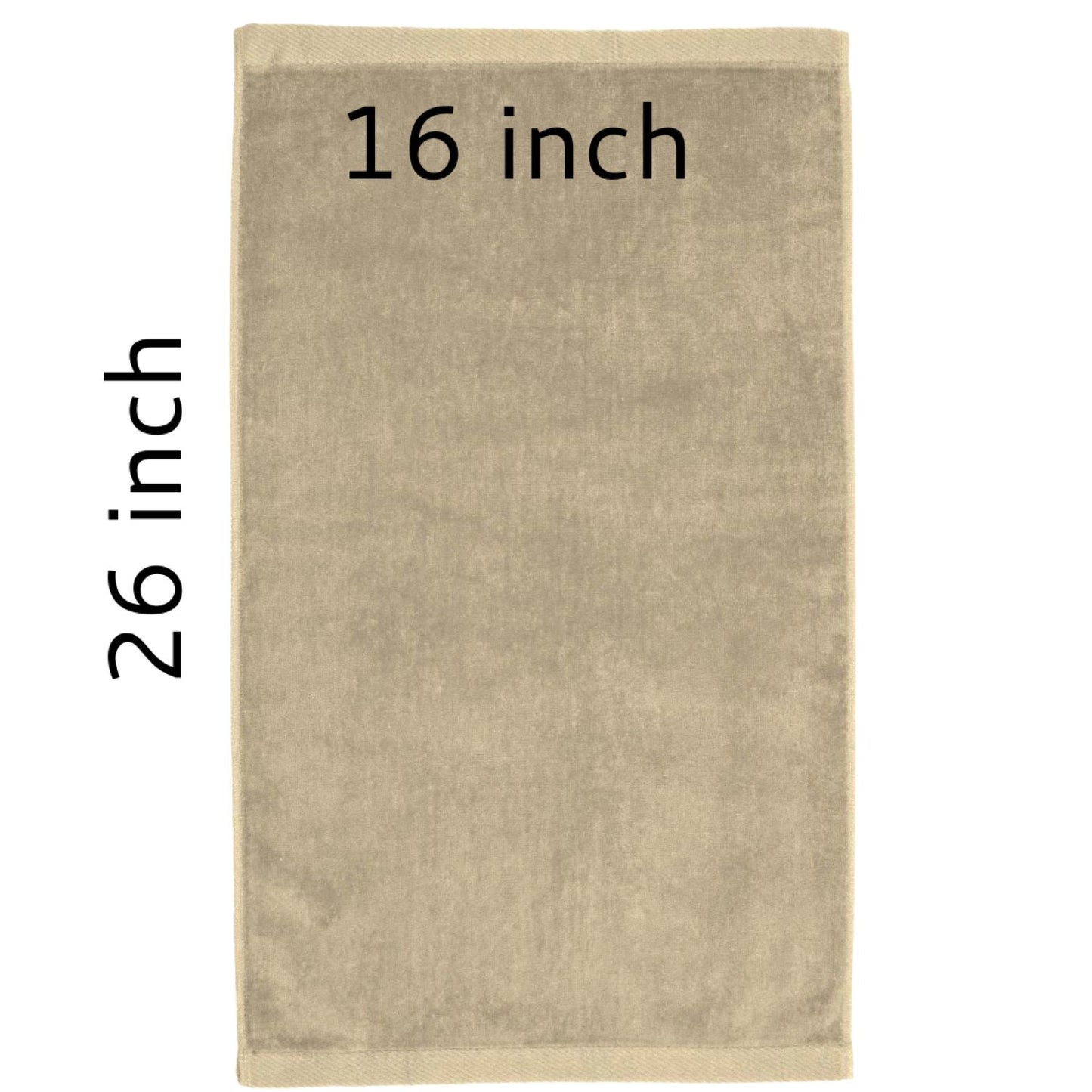 TowelSoft 18 Pack Premium 100% Cotton Terry Velour Hand Face Sports Gym Towel 16 inch x 26 inch Beige