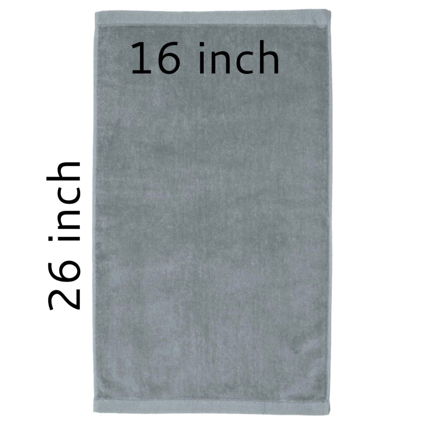 TowelSoft 18 Pack Premium 100% Cotton Terry Velour Hand Face Sports Gym Towel 16 inch x 26 inch Silver