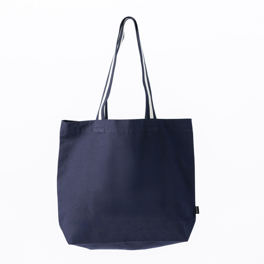 Elegani Oversized Deluxe Canvas Tote Bag with Striped Handles – 19" x 15" Eco-Friendly Recycled Cotton-Polyester- Navy