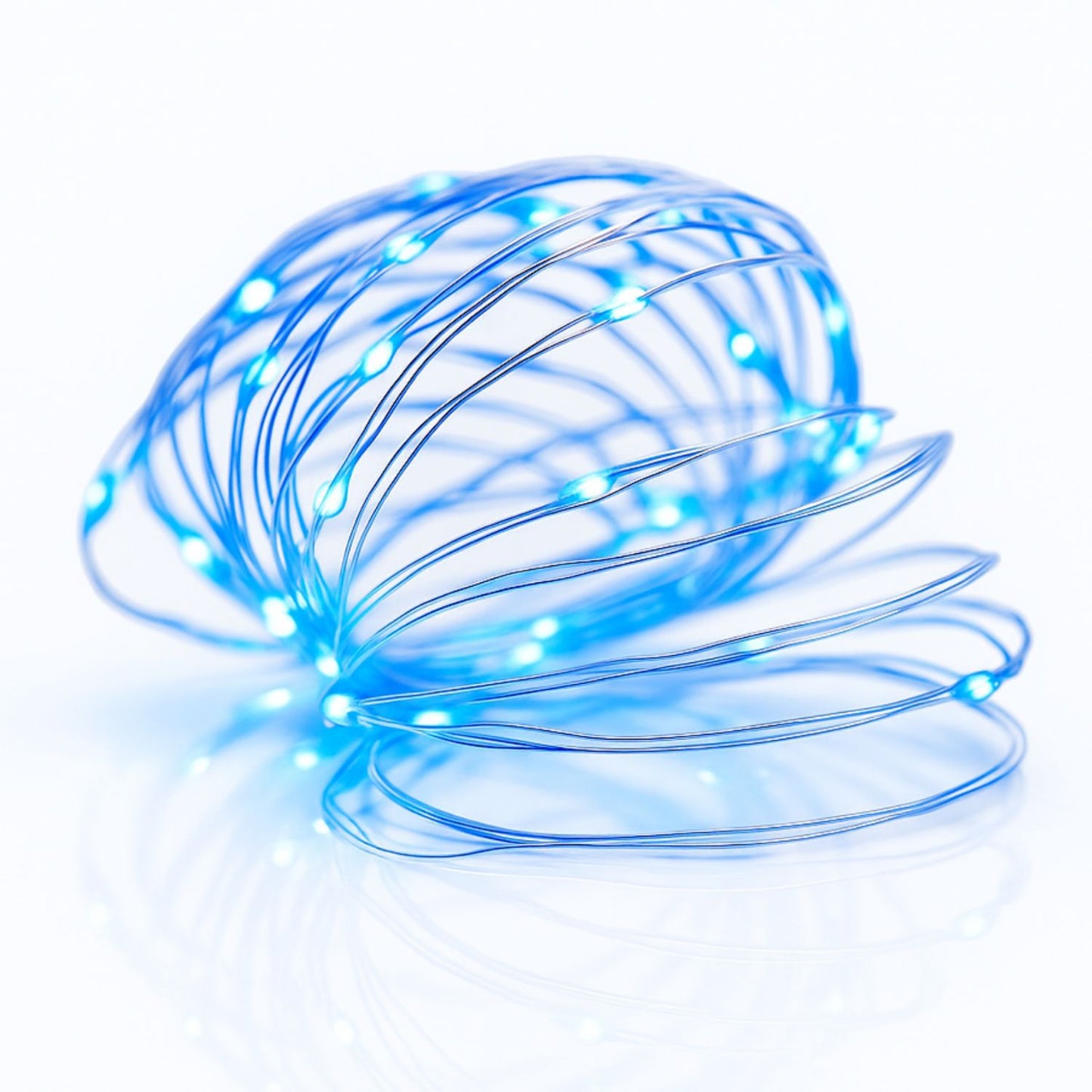 Elegani 100 LED Silver Copper Fairy String Lights – 33ft Plug-In with 4" Spacing, Flexible Wire, Indoor/Outdoor Decorative Lighting for Bedroom, Party, Wedding, and Holiday Décor-Blue