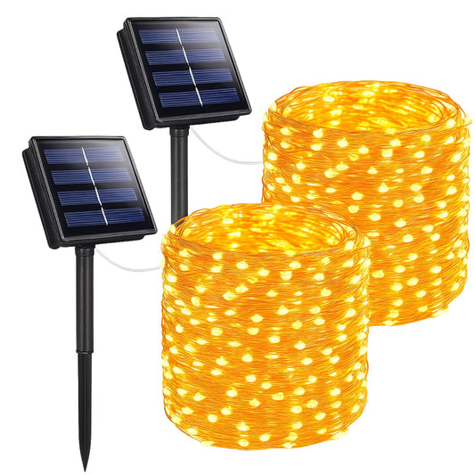 Elegani Solar Powered 200 LED Fairy Lights – 72 Ft Copper Wire, 8 Lighting Modes, Warm White Outdoor String Lights for Garden, Patio, Wedding, or Holiday Décor