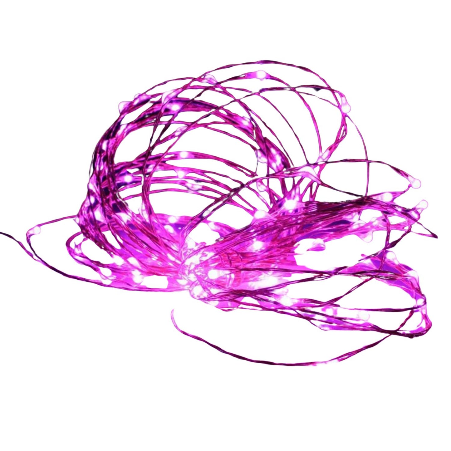 Elegani 100 LED Silver Copper Fairy String Lights – 33ft Plug-In with 4" Spacing, Flexible Wire, Indoor/Outdoor Decorative Lighting for Bedroom, Party, Wedding, and Holiday Décor-Pink